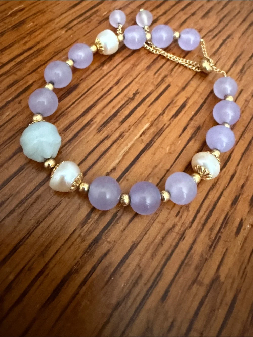 Lavender Jade and Gold Accent Bracelet